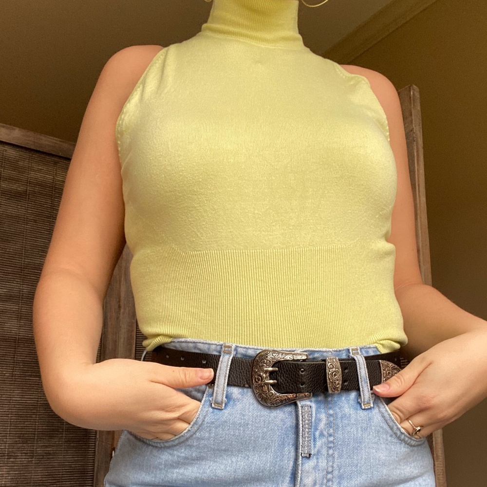 thrifted sleeveless turtleneck